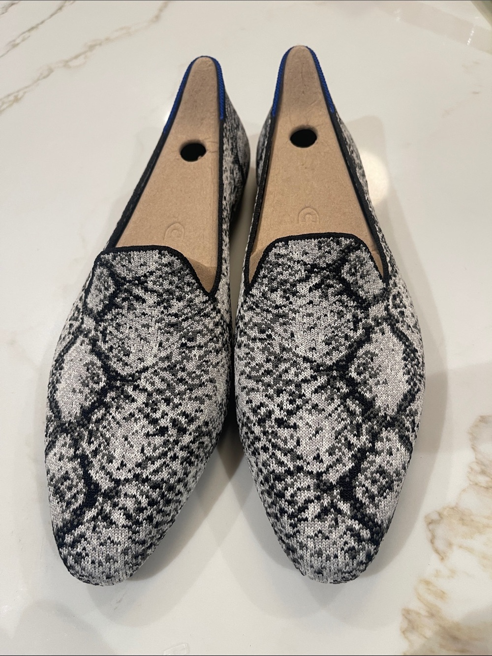 Rothy's Black and White Knit Slip-On Loafers